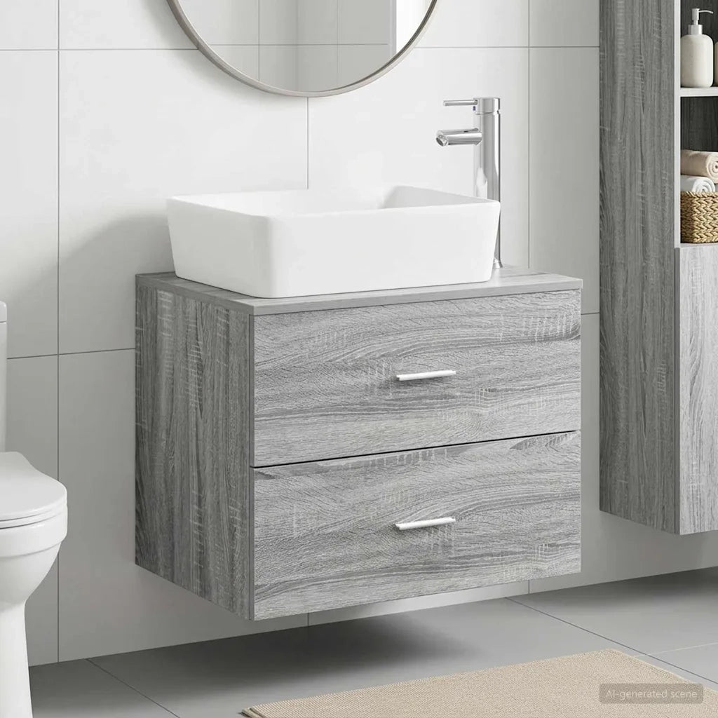 Set di mobili per il bagno Sonoma grigio Legno ingegnerizzato 3404395