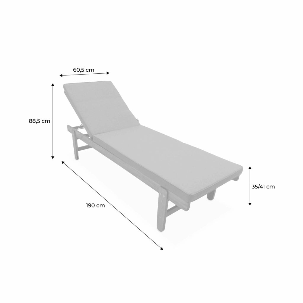 Set 2 lettini prendisole in legno multiposizione, grigio