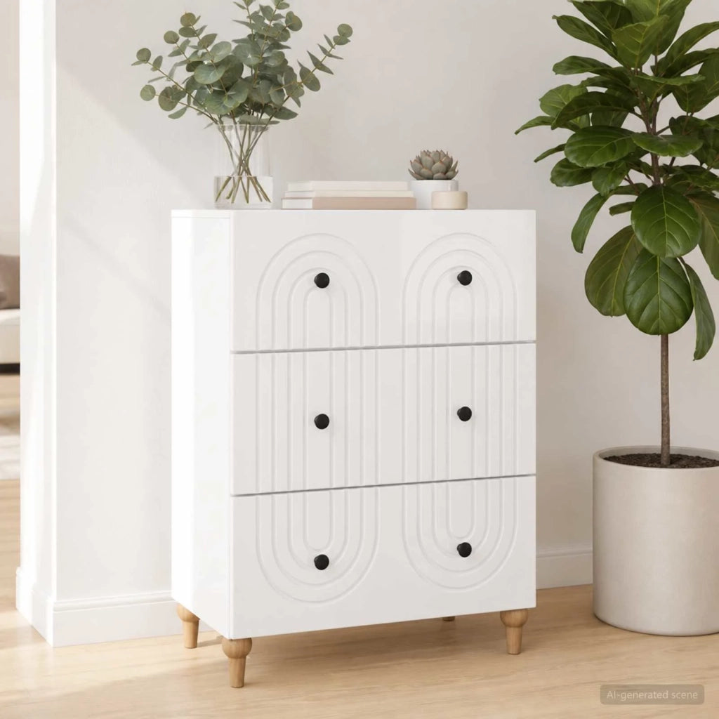 Mobile con Cassetti Bianco Lucido 66 x 34,5 x 90 cm 894149