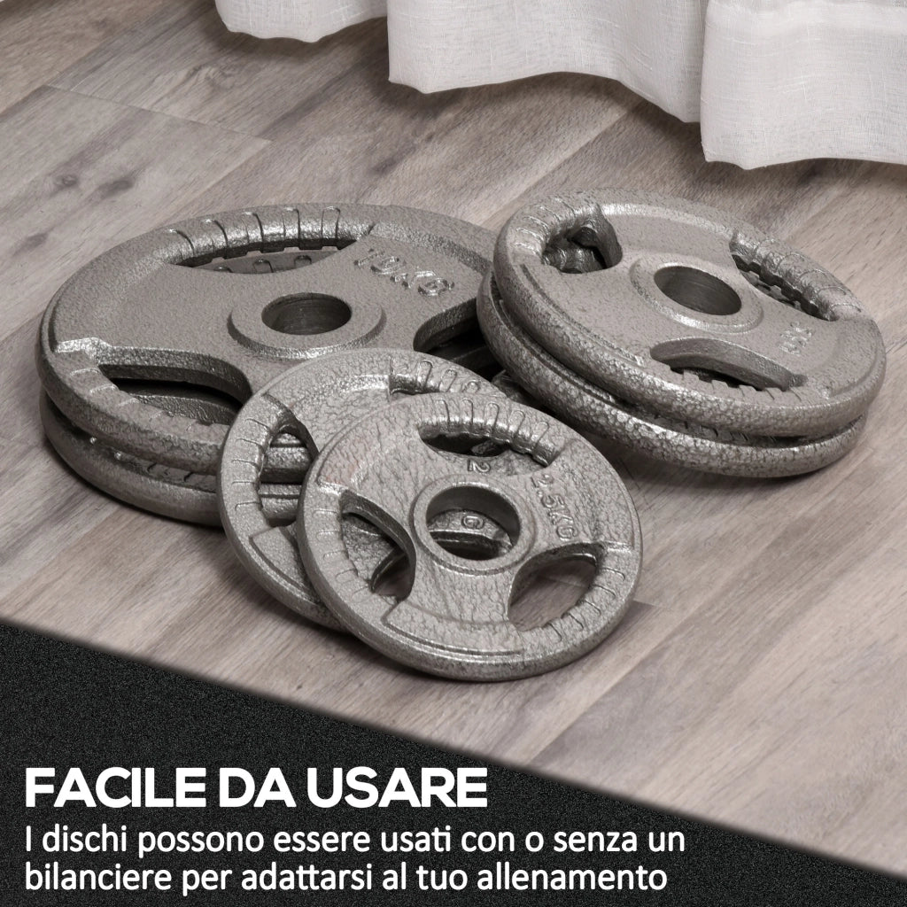 EasyComfort Set di 6 Dischi Pesi per Bilanciere e Manubri 2.5-35KG, Dischi palestra in Acciaio con Foro 50 cm, Ideali per Bilancieri Olimpionici, Argento