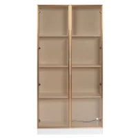 Set di Vetrine Moderne con Illuminazione LED e Ripiani Regolabili, adatte per soggiorno, ufficio, in Vetro, 80x40x160 cm + 70x35x150 cm, Bianco