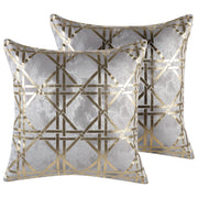 Set di 2 cuscini decorativi motivo geometrico diamante grigio 45 x 45 cm stampa accessori arredamento glamour