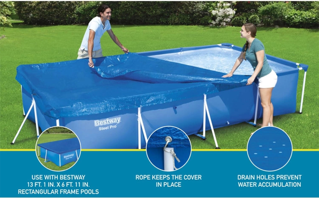 Bestway 58107 telo copertura per piscine rettangolari fuori terra, dimensioni 259x170 cm