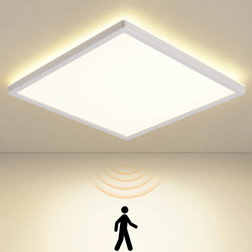 ZMH Lampada da Soffitto LED con Sensore di Movimento 18W 29cm Piatta 4000K Radar per Corridoio Scala