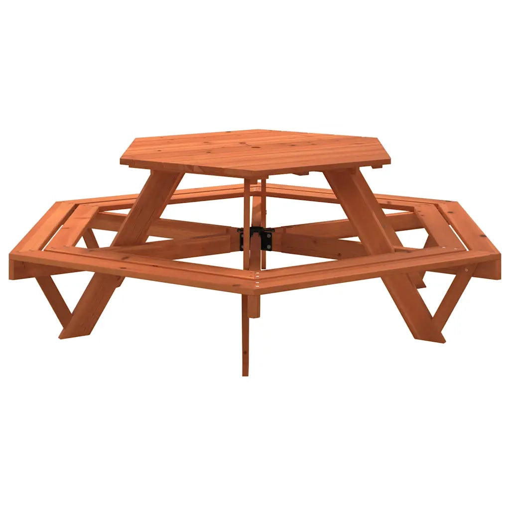 vidaXL Tavolo da Picnic per 6 Bambini con Panche Esagonale Legno Abete