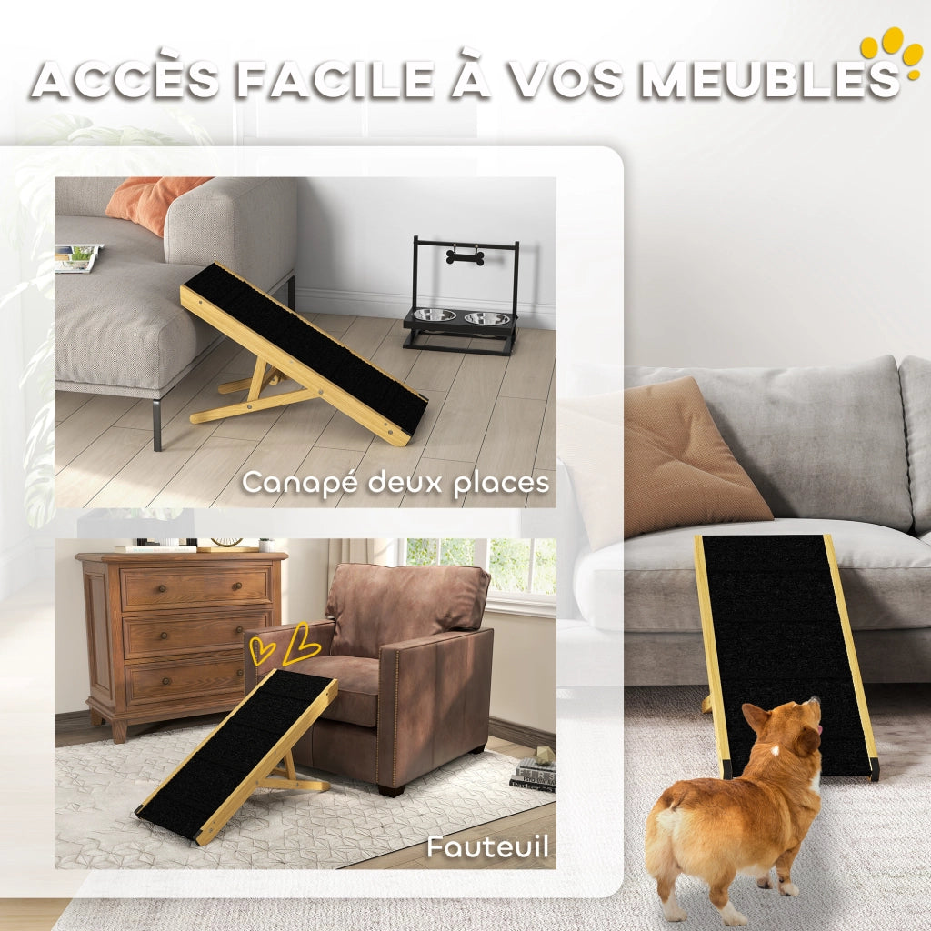 Rampa Pieghevole per Cani in Legno ¨C Minimal ¨C Naturale 83.5x35x47.5 cm
