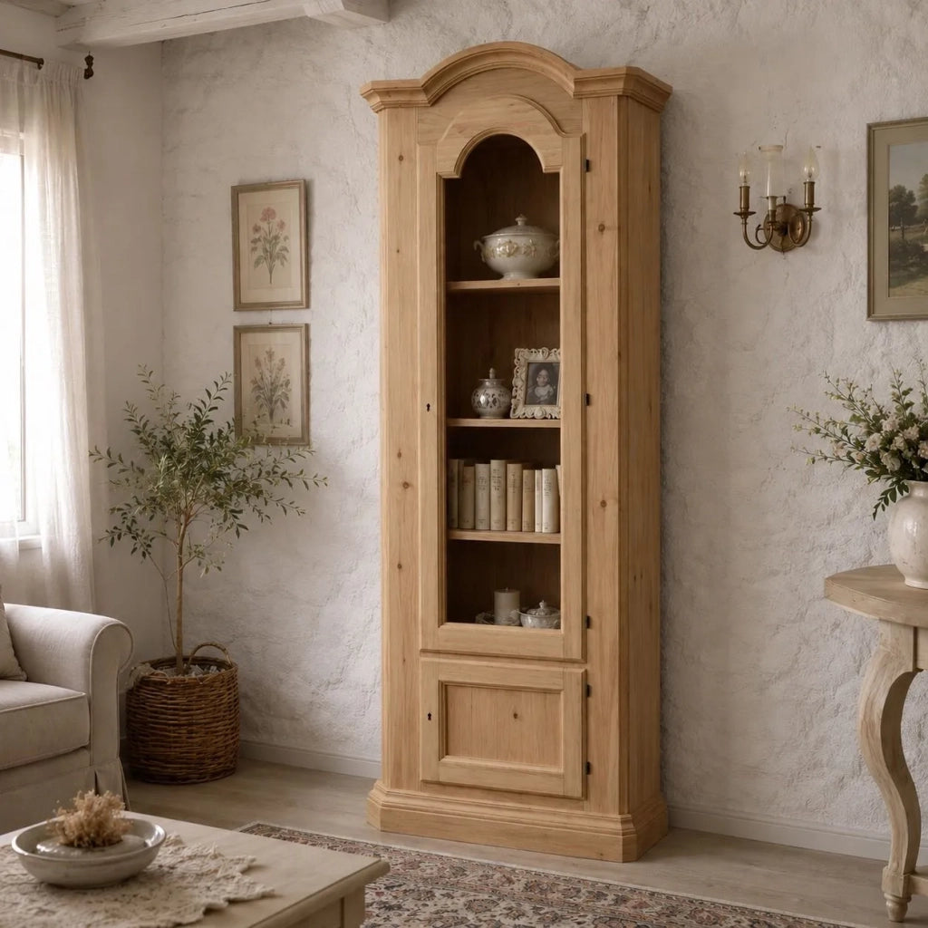 Vetrina ad angolo 2 porte grezzo in legno 55x55x185 (926) - Mobili 2G