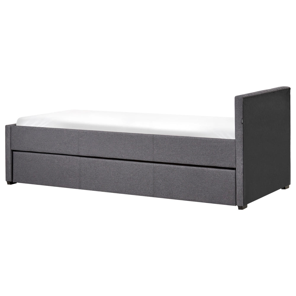 Divano Letto estraibile 90 x 200 cm Rivestimento in tessuto grigio Misura singola sottoletto per ospiti
