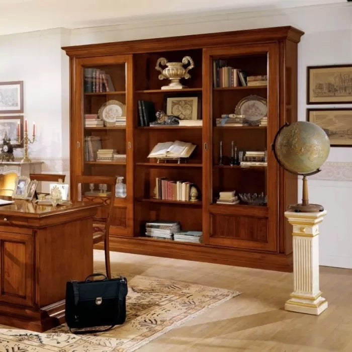 Libreria studio classico in legno tinta noce - Mobili 2G