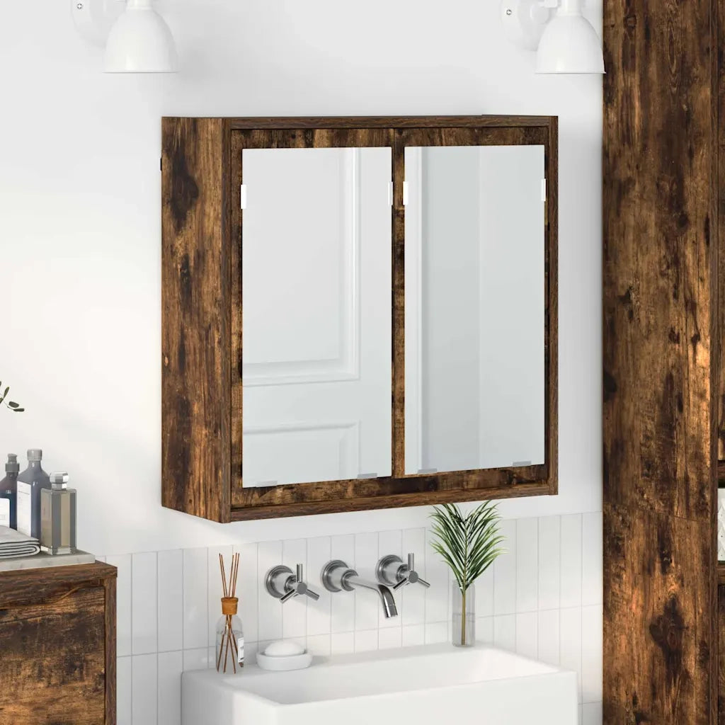 Mobiletto per specchio da bagno Rovere fumé 60 x 20 x 60 cm 888782