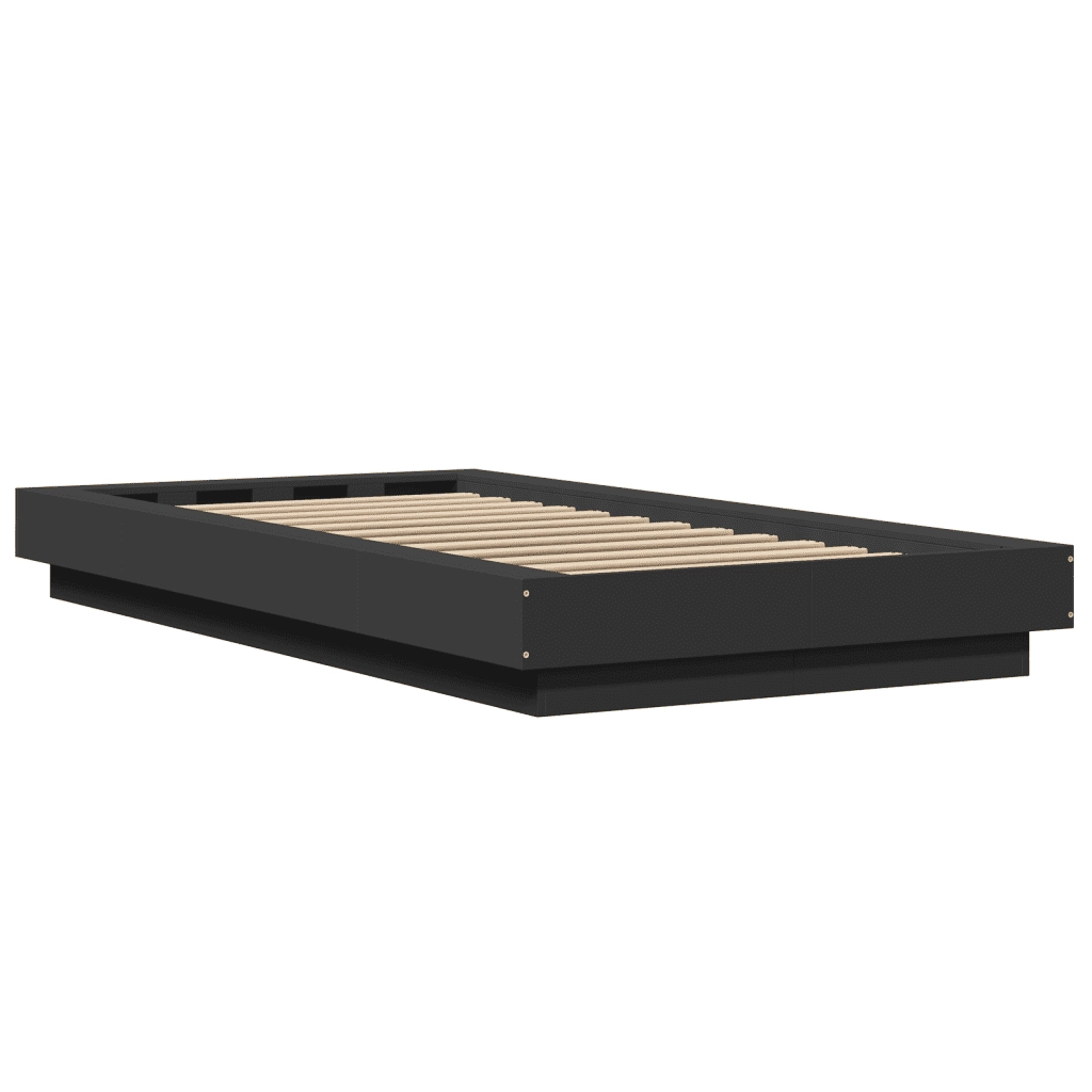 Giroletto con Luci LED Nero 90x190 cm in Legno Multistrato 3281148