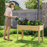 Letto rialzato da giardino per piante, Fioriera rialzata da esterno in legno di abete con fori di drenaggio Naturale-Fioriere