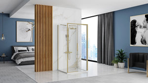 Cabina Doccia A Parete Rea Rapid Slide Brush Gold 100x100