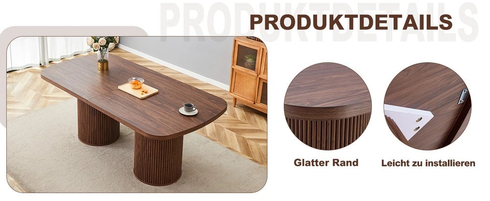 Tavolo da Pranzo Ovale con Piano MDF Effetto Legno ¨C MINIMAL ¨C Design Moderno