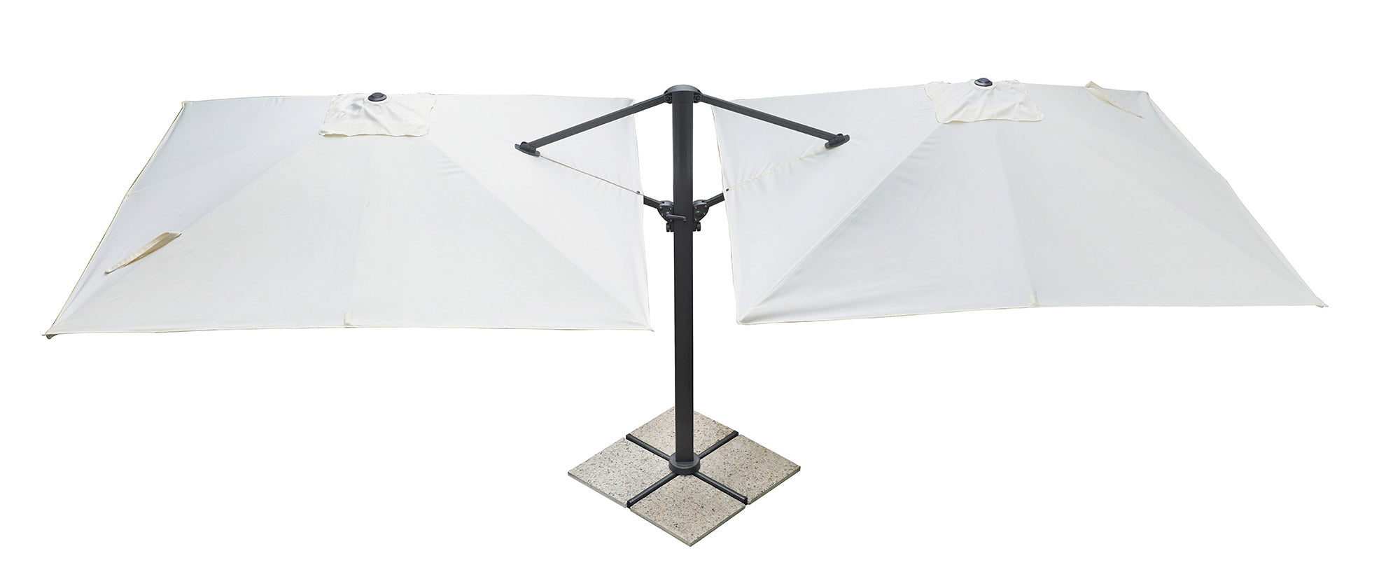 Ombrellone da Giardino Doppio 3x3m + 3x3m Telo in Polietilene Ecrù
