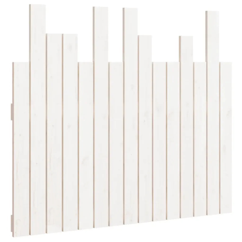 Testiera da Parete-Testiera a Muro-Testata Decorativa Bianca 95,5x3x80cm in Legno Massello di Pino