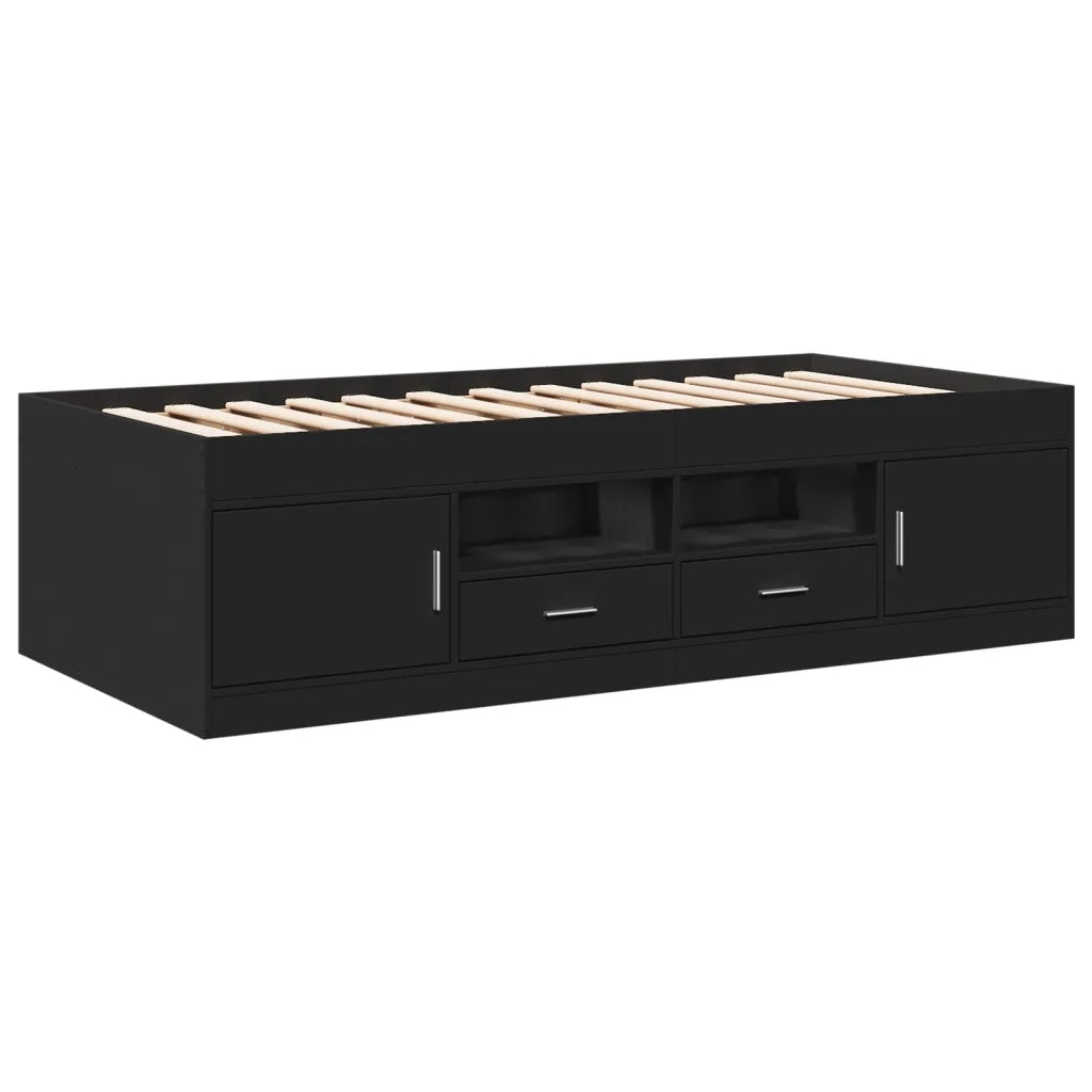 Divano Letto con Cassetti senza Materasso Nero 100x200 cm 3280238