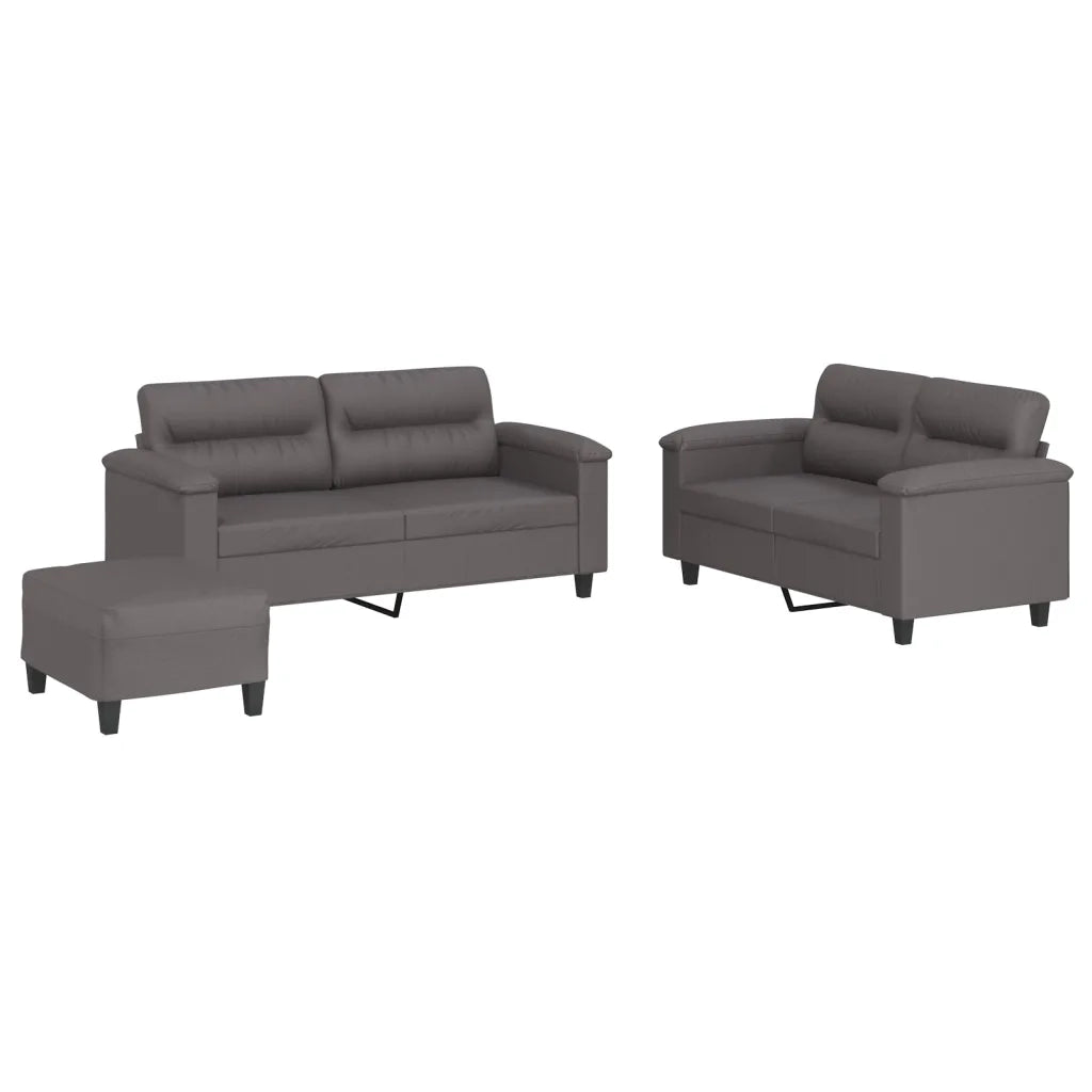vidaXL Set di Divani 3 pz con Cuscini Grigio in Similpelle