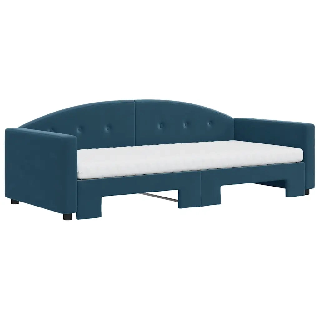 Divano Letto Estraibile con Materassi Blu 90x200 cm Velluto 3197324