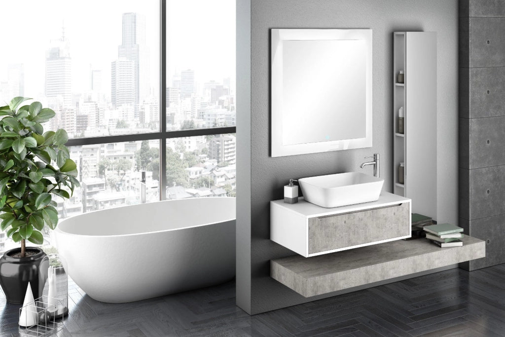 Specchio da Terra con 4 Ripiani 32x18x160 cm in Legno TFT Mento Grigio Frassino