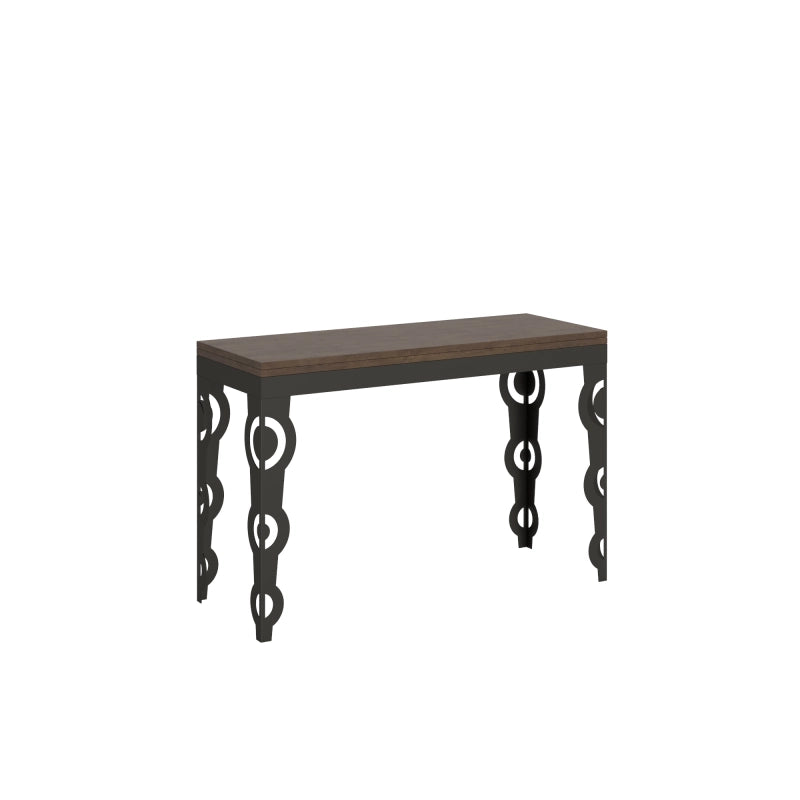 Tavolo apribile 120/200x45/90 cm Karamay Double telaio Antracite - Noce