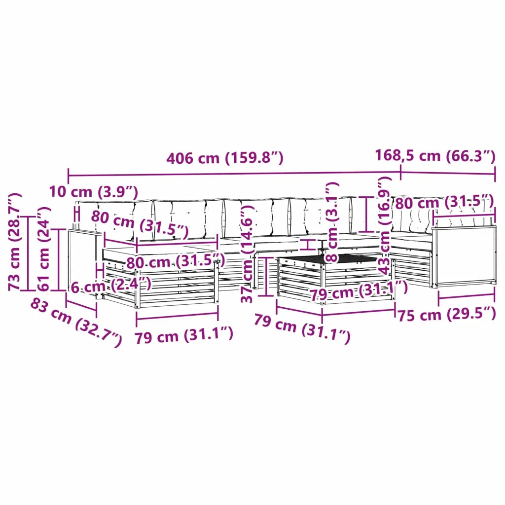 Set di divani da esterno 8 pz Naturale e Beige 3383651