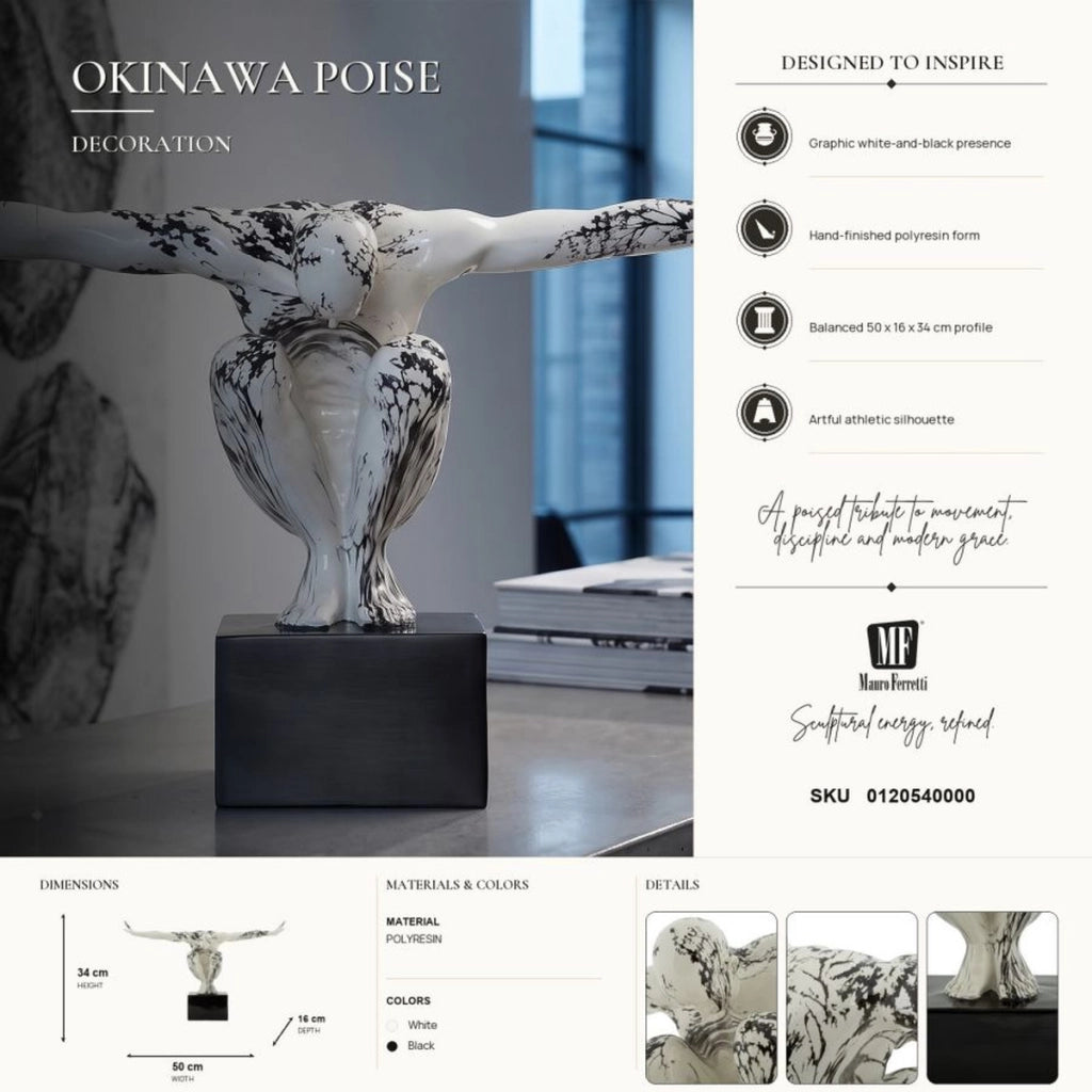 Scultura Ginnasta in poliresina bianco e nero