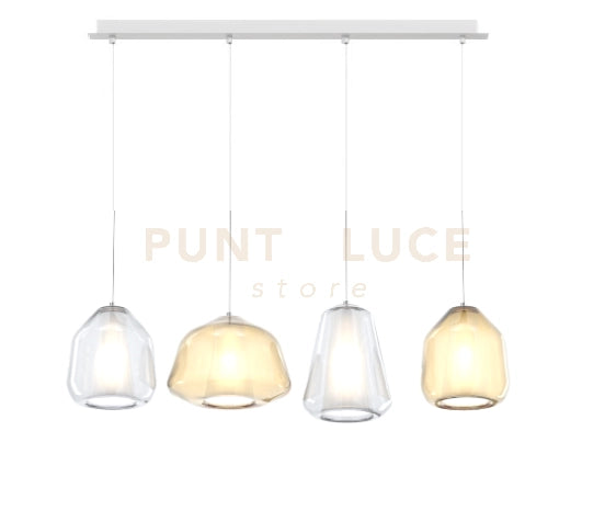 SOSPENSIONE BIANCO 4 LUCI RETTANGOLARE ALPHA AM + BETA TR + BETA AM + GAMMA TR 1176BI-S4 R ABG-TA