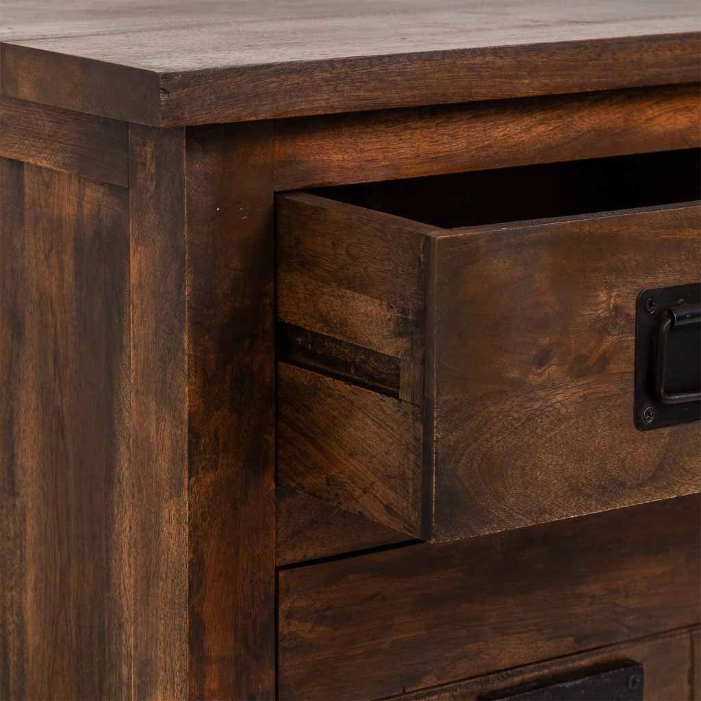 Tavolino in legno artigianale marrone 51x40x64h cm