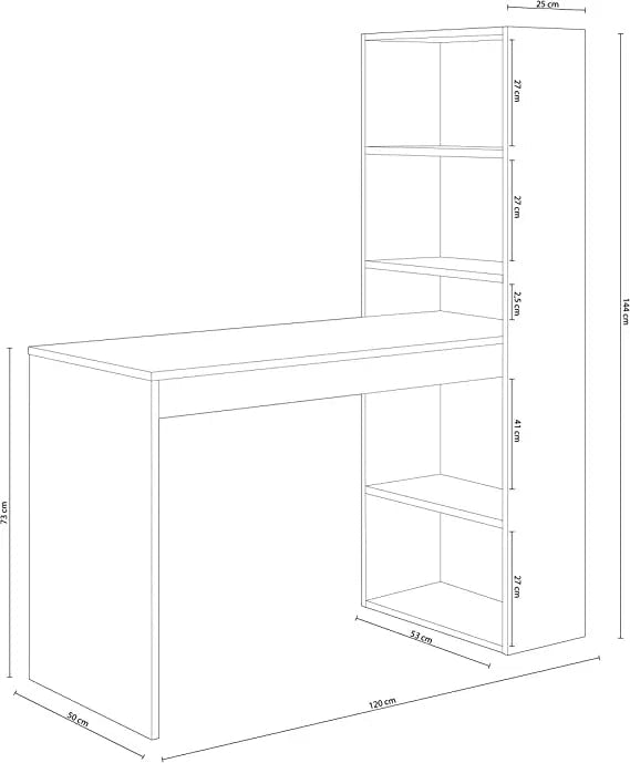 Scrivania con libreria duplo bianco rovere