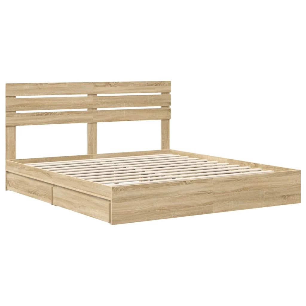 Letto con Contenitore con testiera Rovere Sonoma 180 x 200 cm 3411550