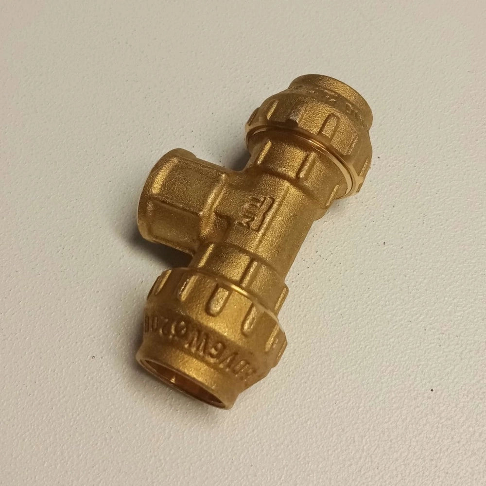 Raccordo f 25x3/4x25 tee t di giunzione in ottone tenuta o-ring ed ogiva in ottone