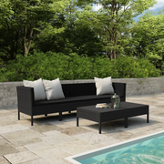 Set Divani da Giardino 6 pz con Cuscini in Polyrattan Nero cod mxl 37812