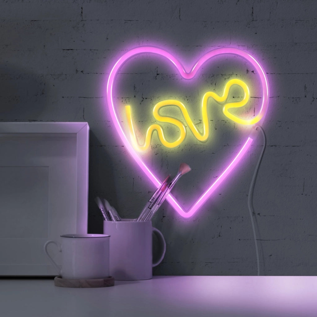 Applique neon cuore Love LED 3W USB/3xAA Polux bambini