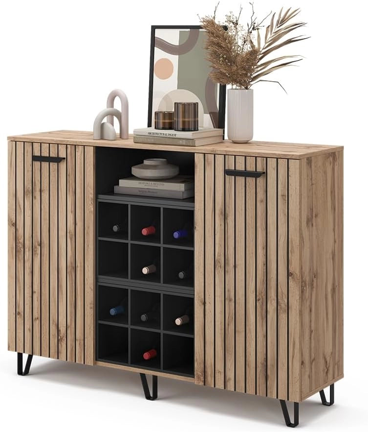 Credenza Amber, Marrone, 38 x 100 cm con 2 porte, con vano portaoggetti per spazio aggiuntivo
