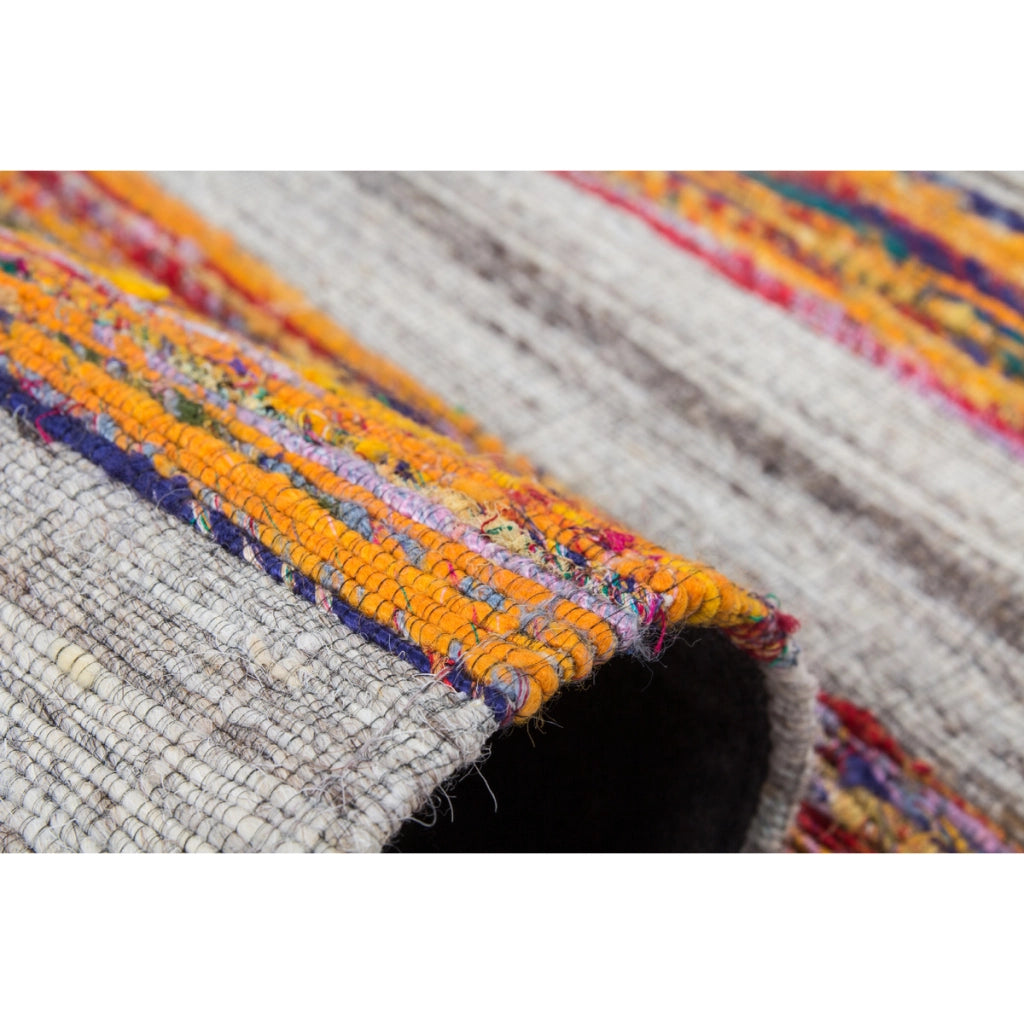 Tappeto Kilim Evita 200 in Lana e Seta Rosso Naturale