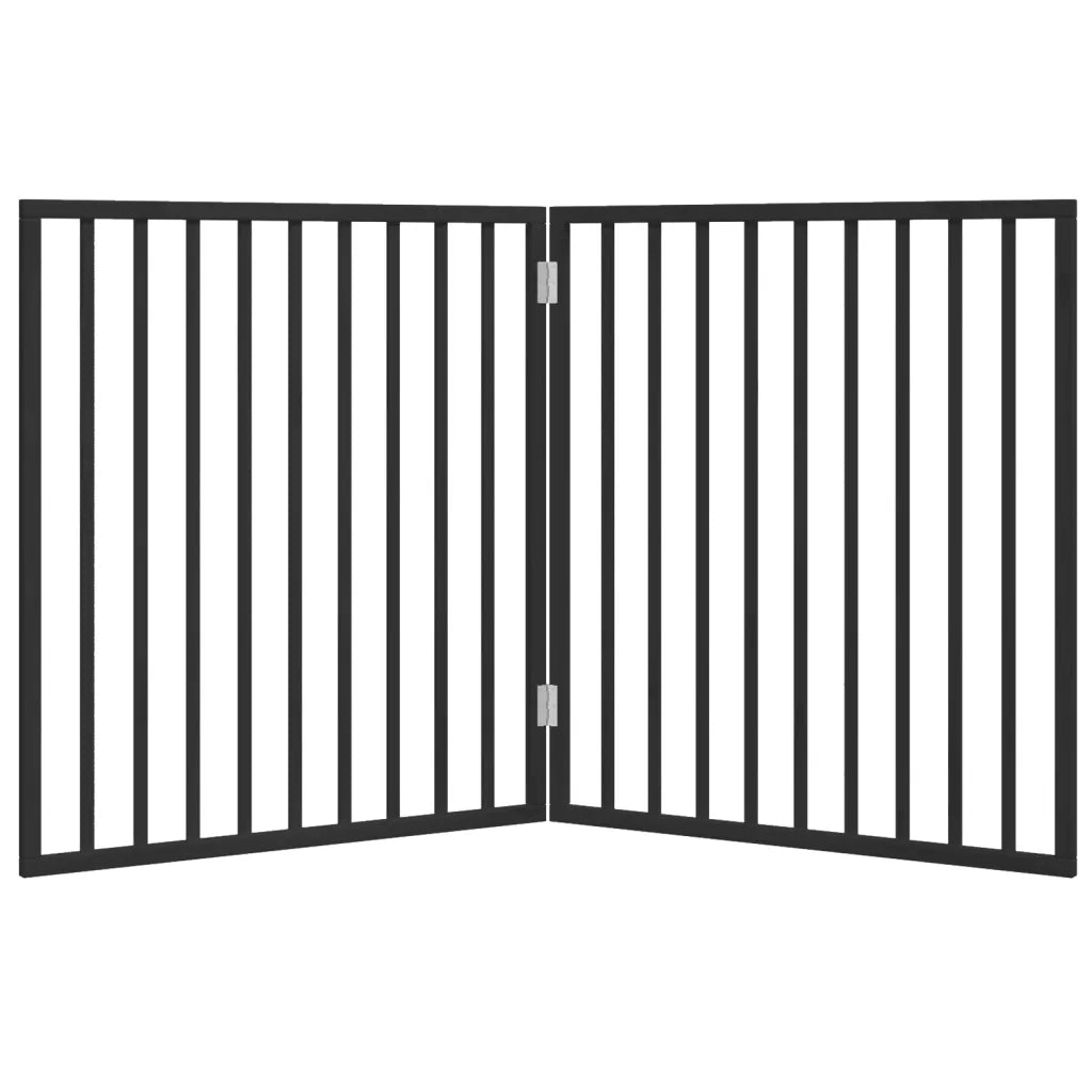 Cancelletto per cani pieghevole 2 pannelli nero 160 cm in legno di pioppo 352194