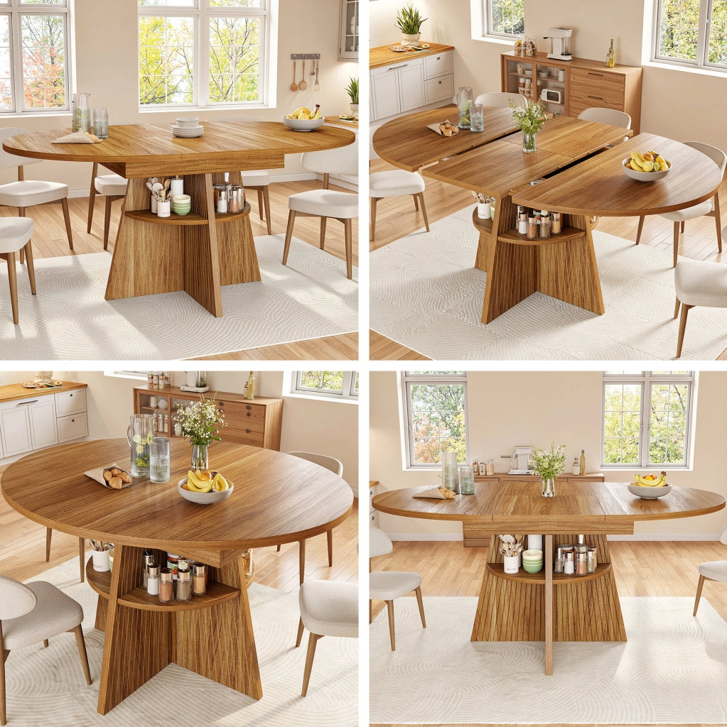Tavolo da pranzo estensibile rotondo 110-150 cm marrone scuro
