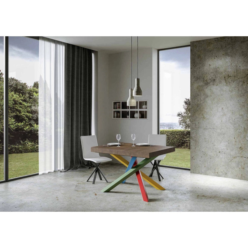 Tavolo allungabile 140/400x90 cm Volantis telaio Multicolore 4/B - Noce