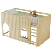 LETTO a soppalco 90x200 cm Naturale in pino e MDF