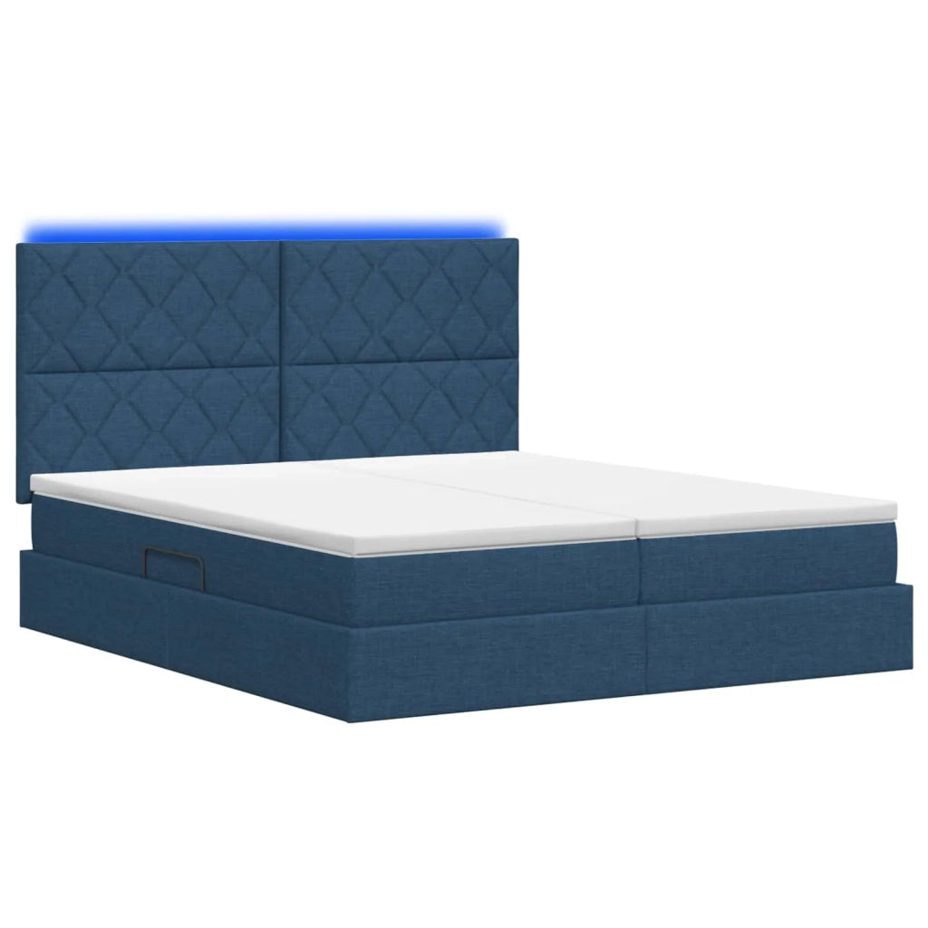 Letto con contenitore LED e materasso Blu 180 x 200 cm Tessuto 3460247