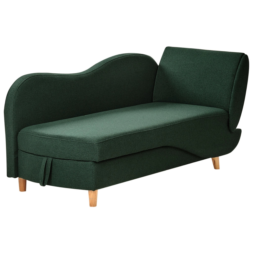 Chaise longue a destra in tessuto verde con contenitore per riporre gli oggetti Soggiorno moderno