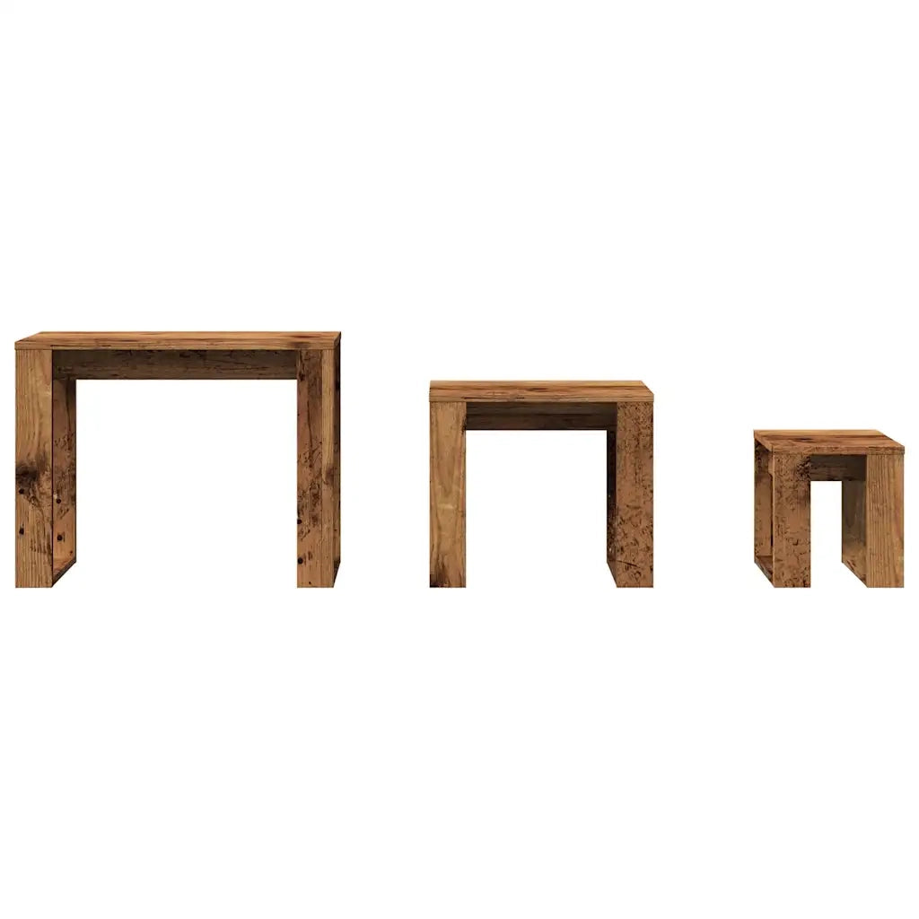 Nido di Tavoli 3 pz Legno Antico in Legno Multistrato 856678