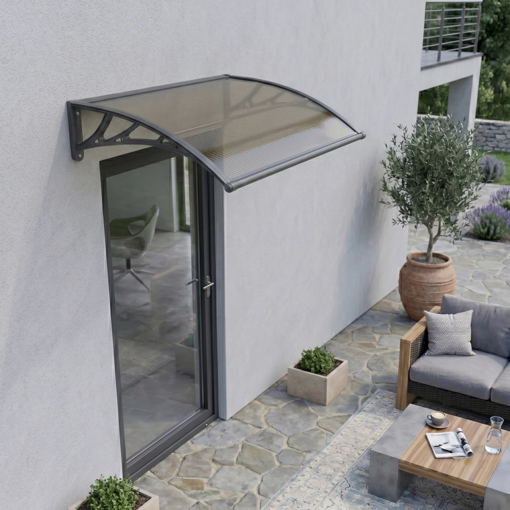 Pensilina per Ingresso Mellerud in Policarbonato 100 x 60 cm Marrone / Nero [en.casa]