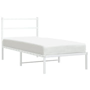 Letto singolo | Letto per adulti | Giroletto con Testiera Metallo Bianco 90x190 cm