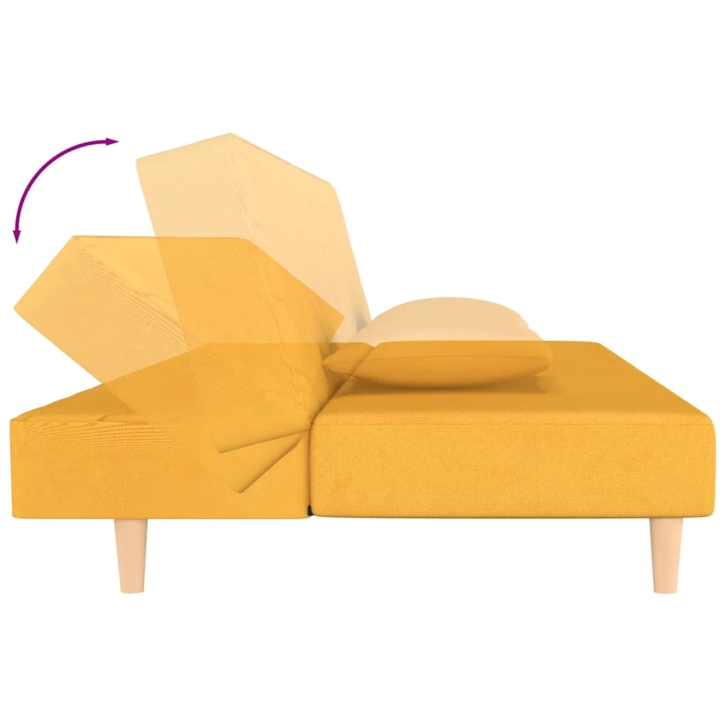 Divano letto | Sof¨¤ letto | Letto singolo a 2 Posti con 2 Cuscini Giallo in Tessuto