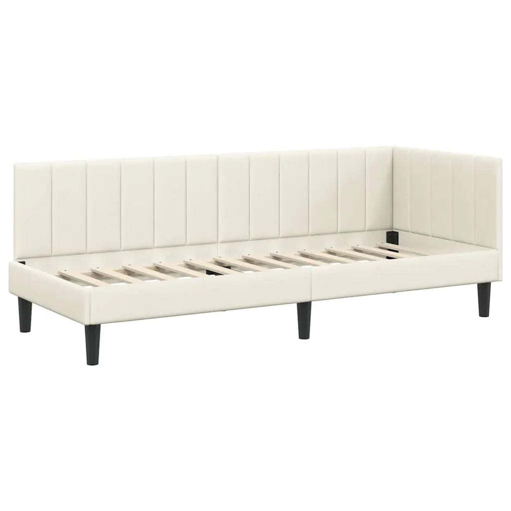 Letto singolo | Letto per adulti | Cornice del letto ad angolo Crema 80 cm x 200 cm Velluto