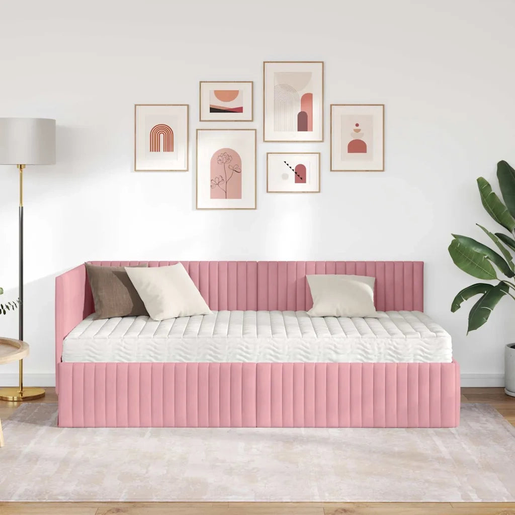 Struttura Letto Angolare con Materasso 2 pcs Grigio Velluto 3393811