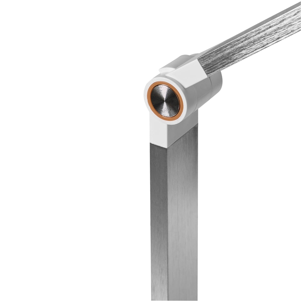 Lampada da scrivania moderna per ufficio domestico 3 modalità di temperatura Dimmer continuo Caricatore wireless Paralume regolabile Materiale sintetico Bianco