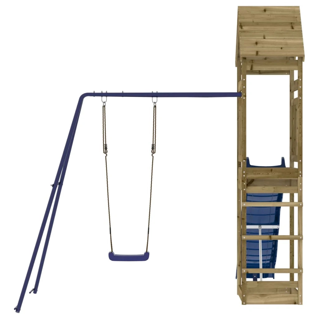 Area giochi all'aperto con altalene scivolo e robuste strutture per arrampicarsi  giochi da giardino 53 x 85 x 264 cm legno di pino impregnato 02_0004859